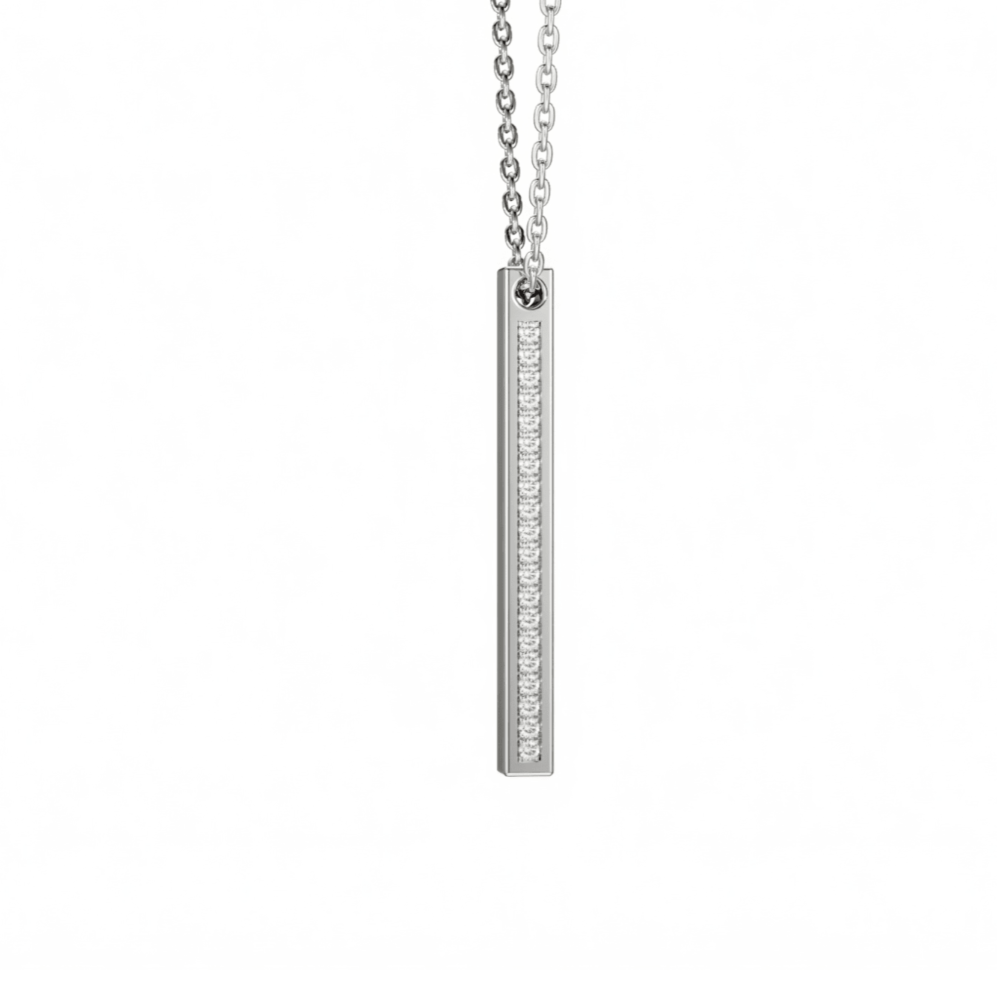 Vertical Drop Diamond Bar Pendant | 18ct White Gold - Rosendorff Diamond Jewellers
